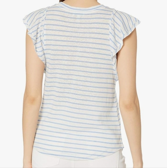 💚5/$25 Ella Moss Blue & White Gemma Striped Tee V-Neck Top Size XL - Picture 2 of 6